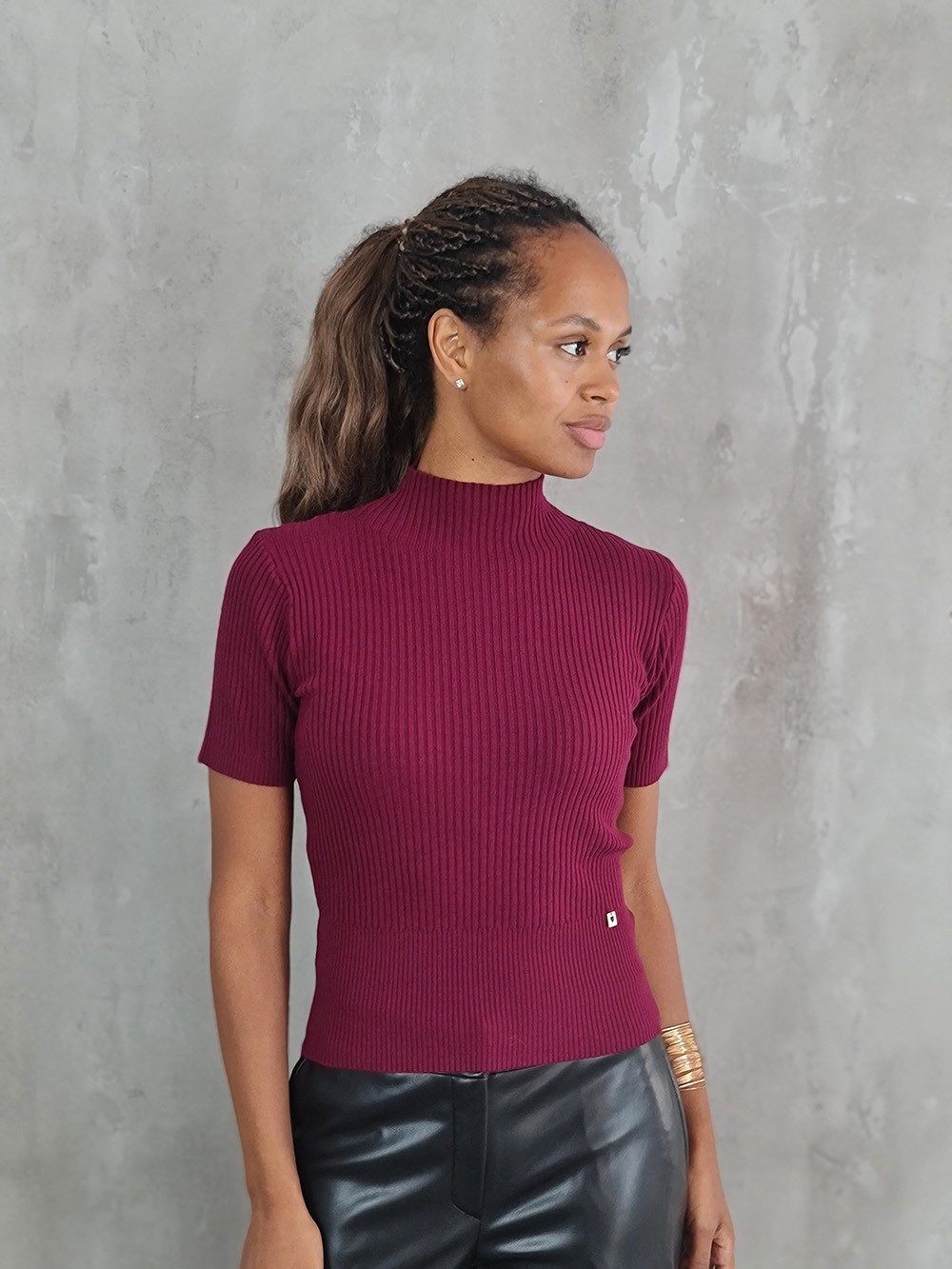 Водолазка J-Clair с коротким рукавом винная, фотография №1