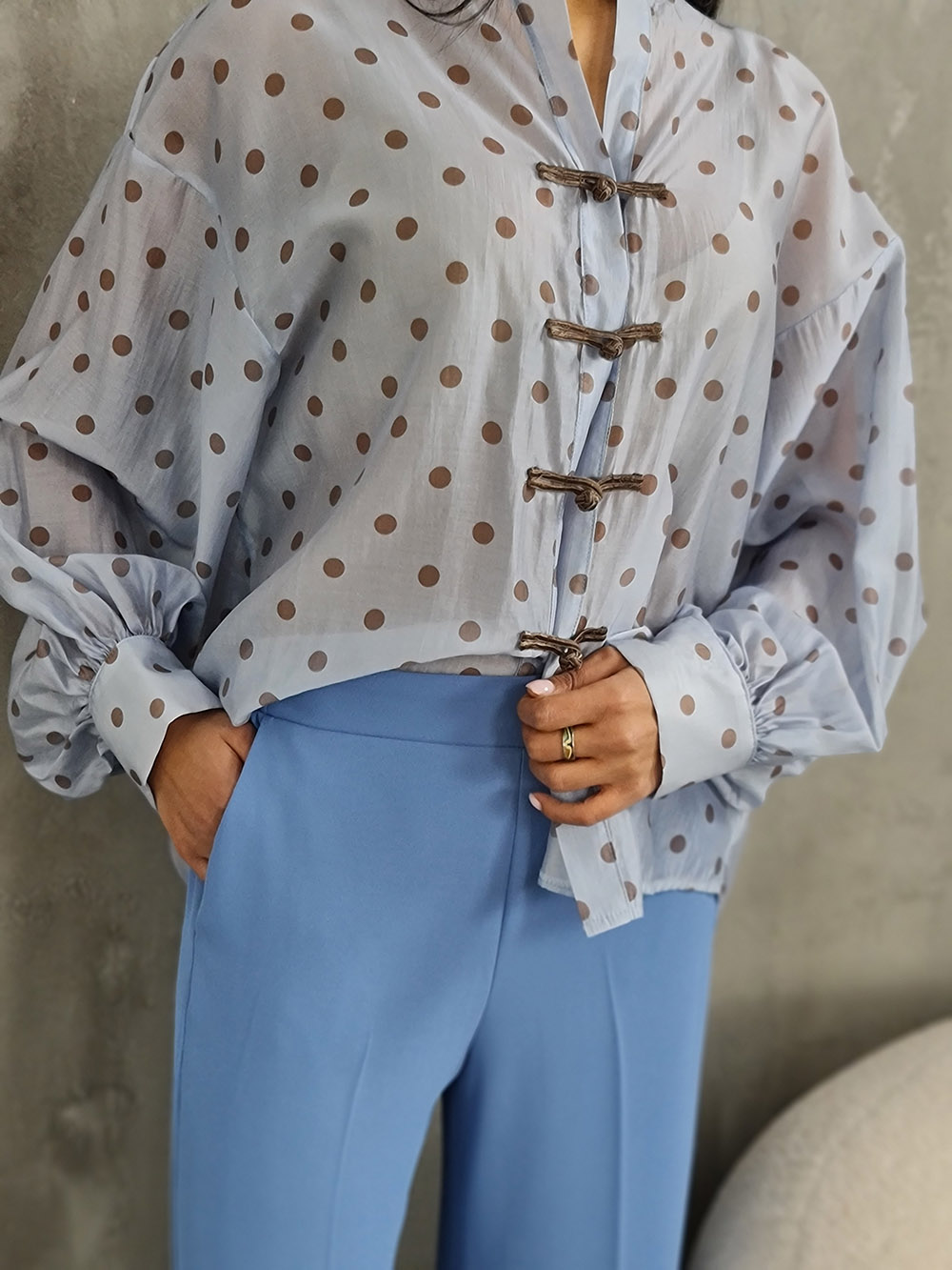 Брюки imperial резинка сзади голубые, фотография №2