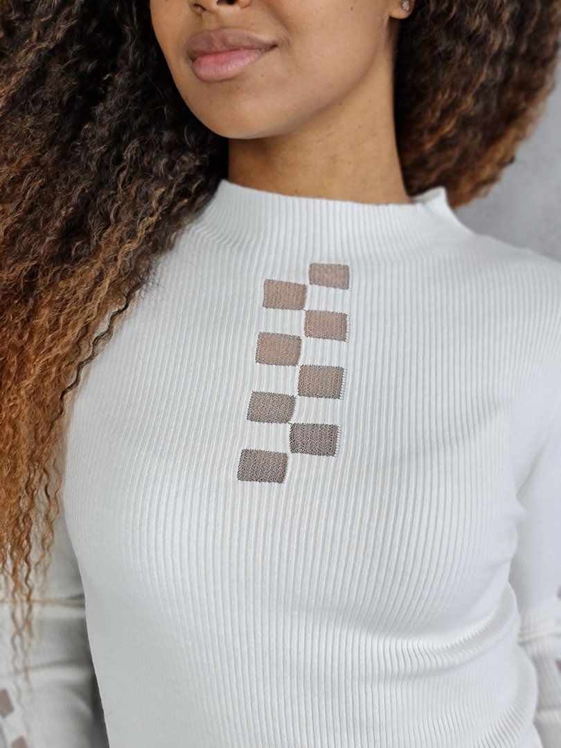 Водолазка J-Clair с узорами квадрата белая, фотография №5