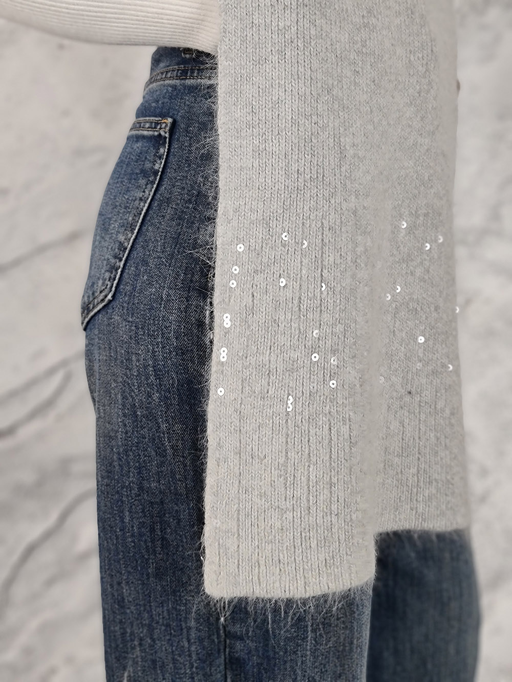 Шарф Alex Max с пайетками светло-серый, фотография №3