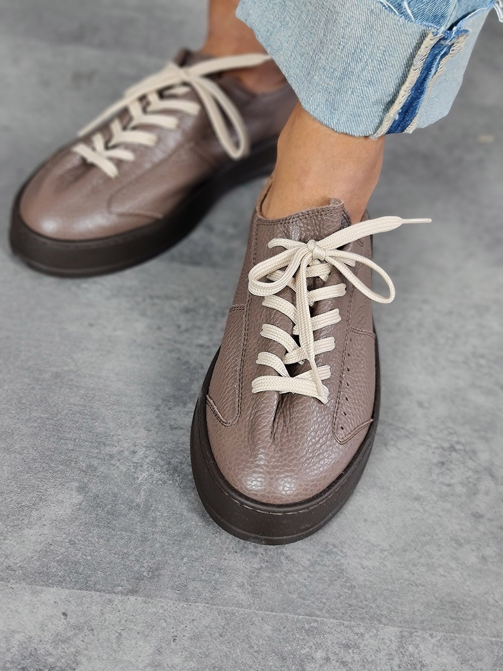 Кеды L'Estrosa зернистая кожа шоколад, фотография №2