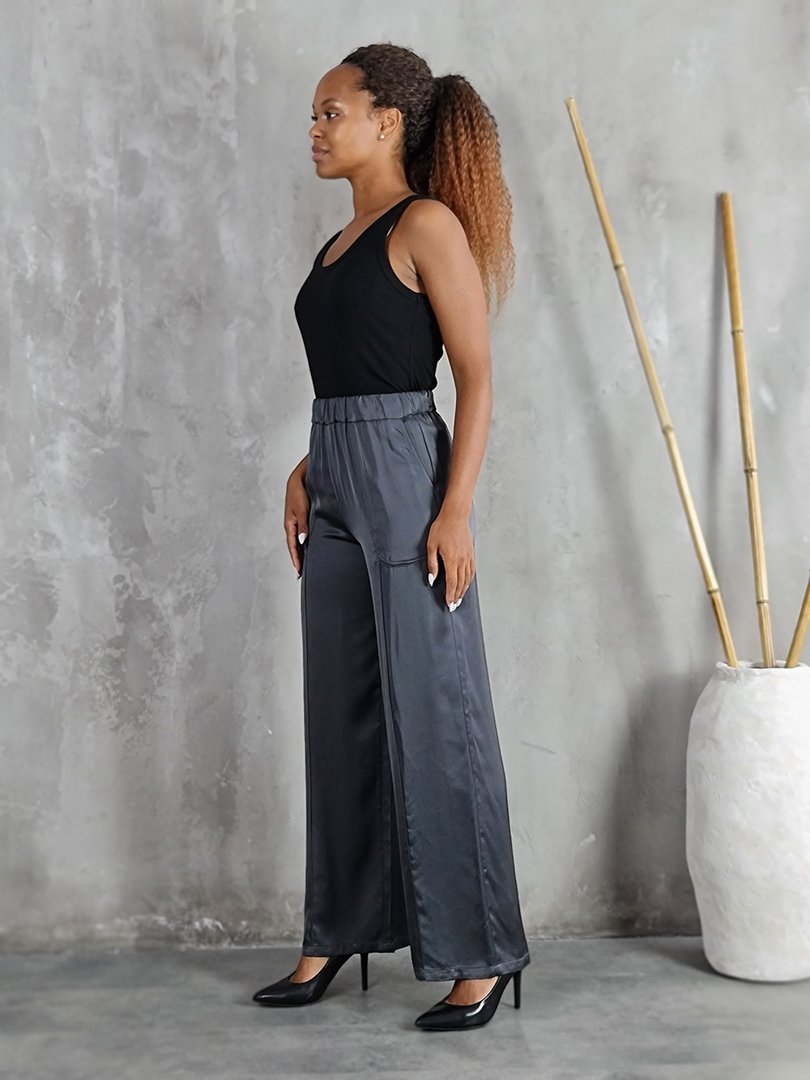 Костюм CLOTHÉ тонкий длинный тренч и брюки графит, фотография №5