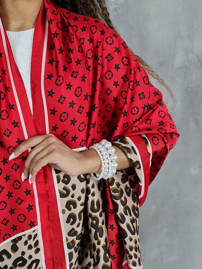 Палантин My Little Italy красный/леопард, фотография №2