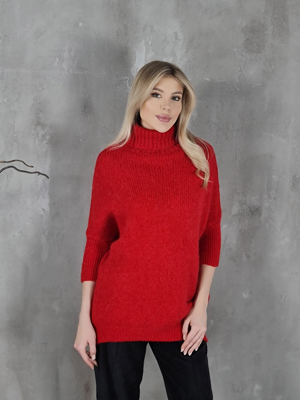 Туника Imperial шерстяная с воротником красная, фотография №1