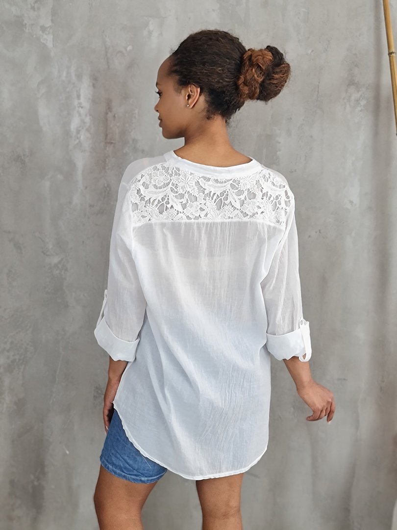 Рубашка STAR с кружевом на спине белая, фотография №3