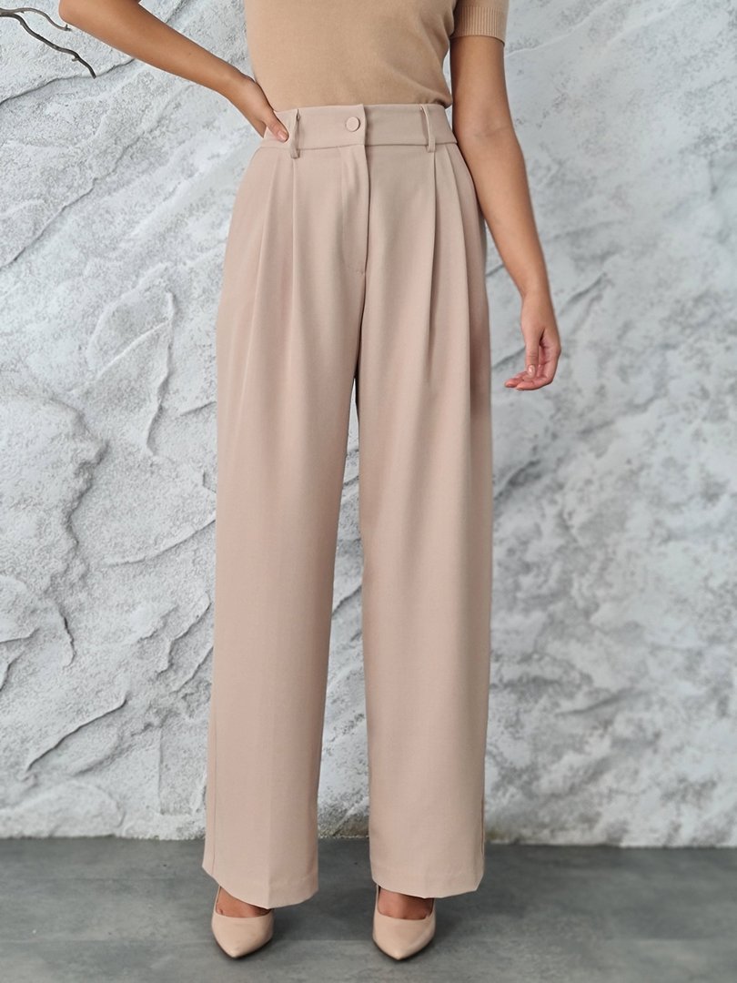 Брюки Imperial палаццо с шлёвками для ремня песочные, фотография №1