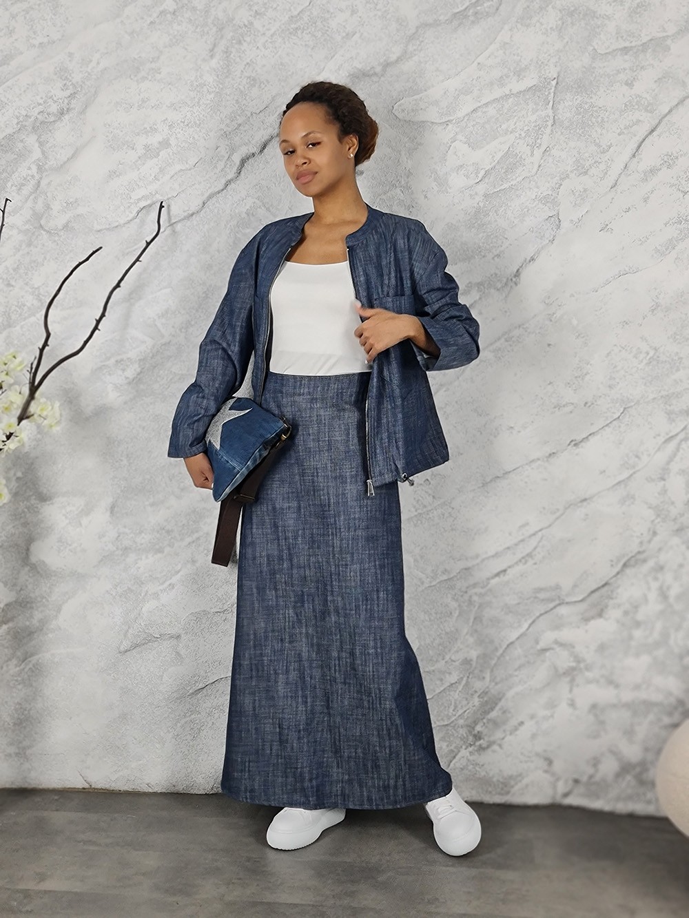 Костюм CLOTHÉ бомбер и юбка синий, фотография №2