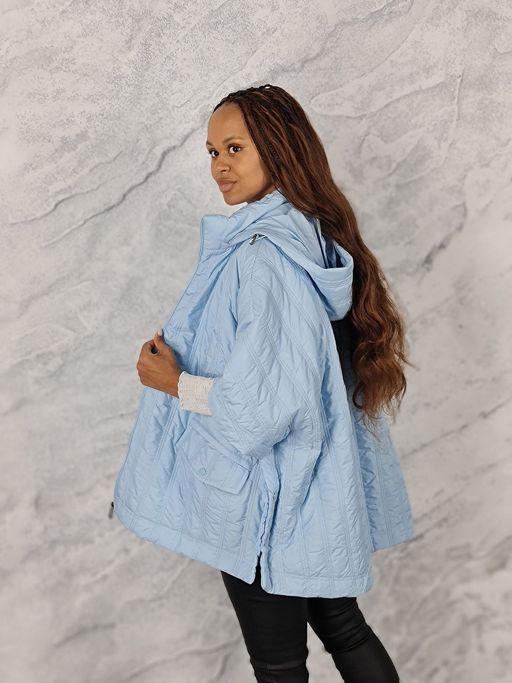 Куртка Monte Cervino рукава летучая мышь с капюшоном голубая, фотография №2