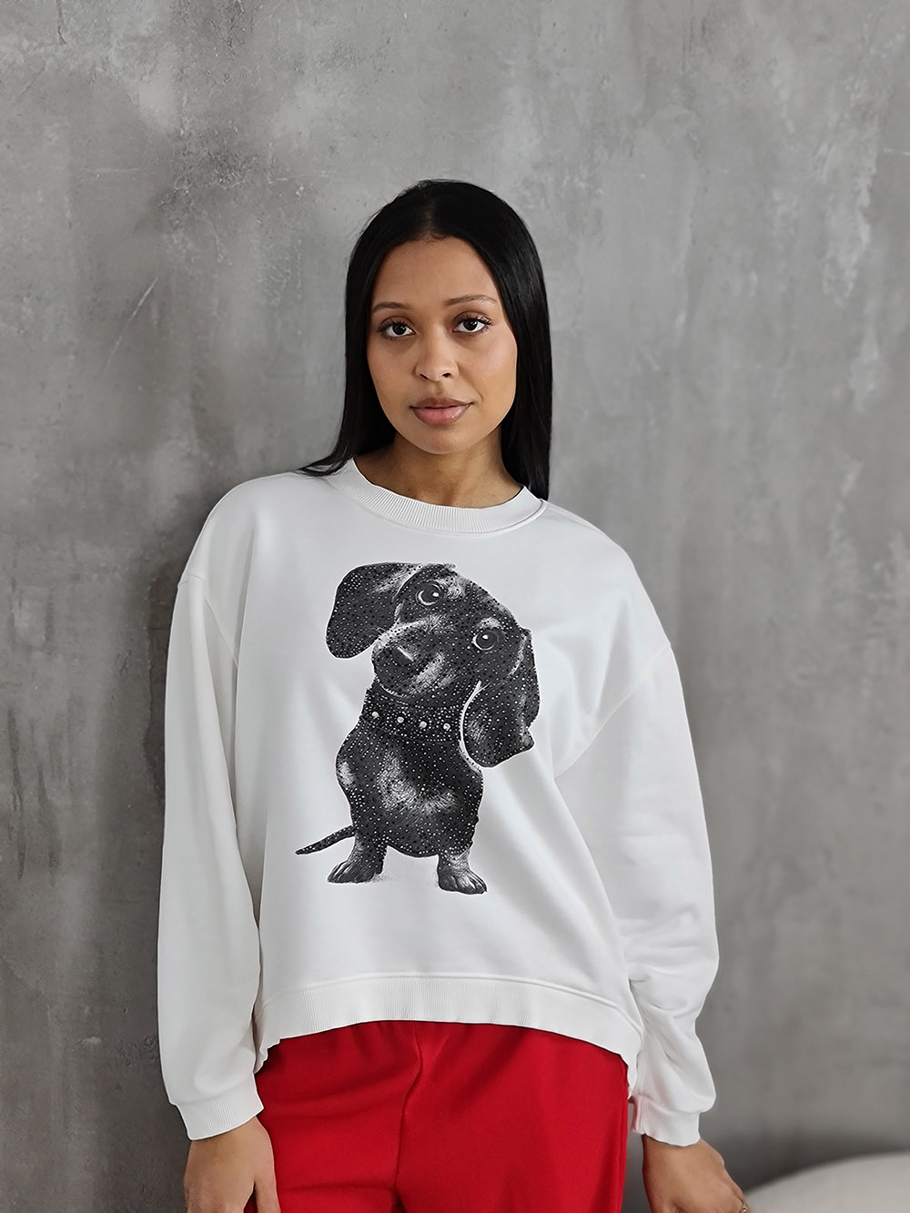 Свитшот Mitica&Co. с принтом "такса" белый, фотография №1