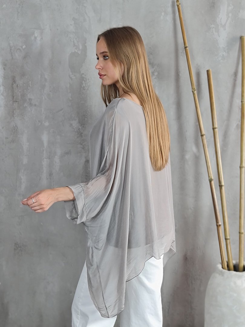 Туника Silk New свободная короткая серая, фотография №2