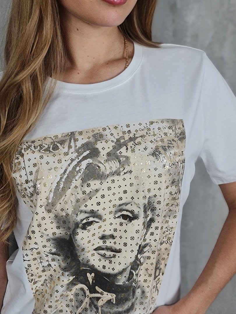 Футболка Y.Two с песочной монро белая, фотография №2