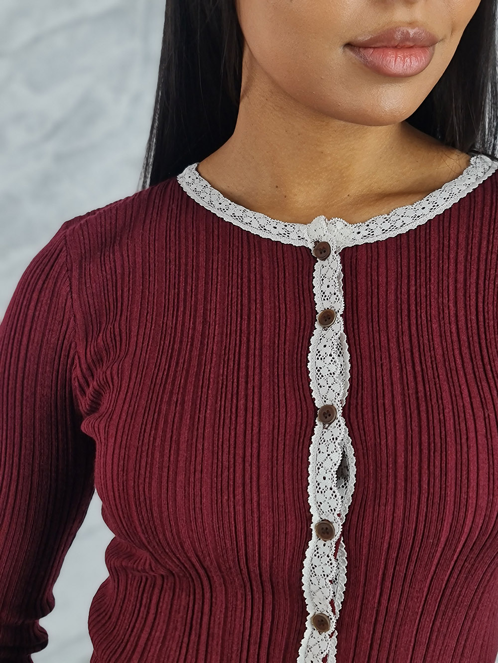 Кардиган ELSA.M с кружевом винный, фотография №4