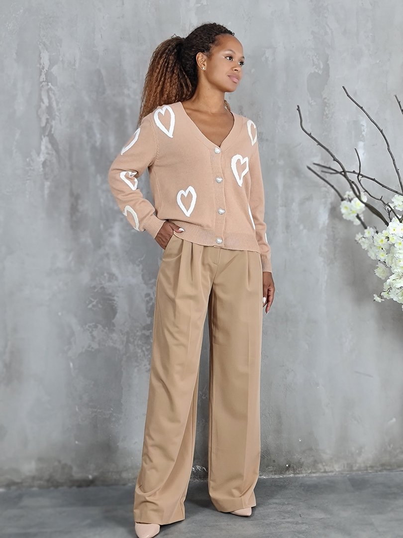 Кардиган J-Clair с сердечками песочный, фотография №2