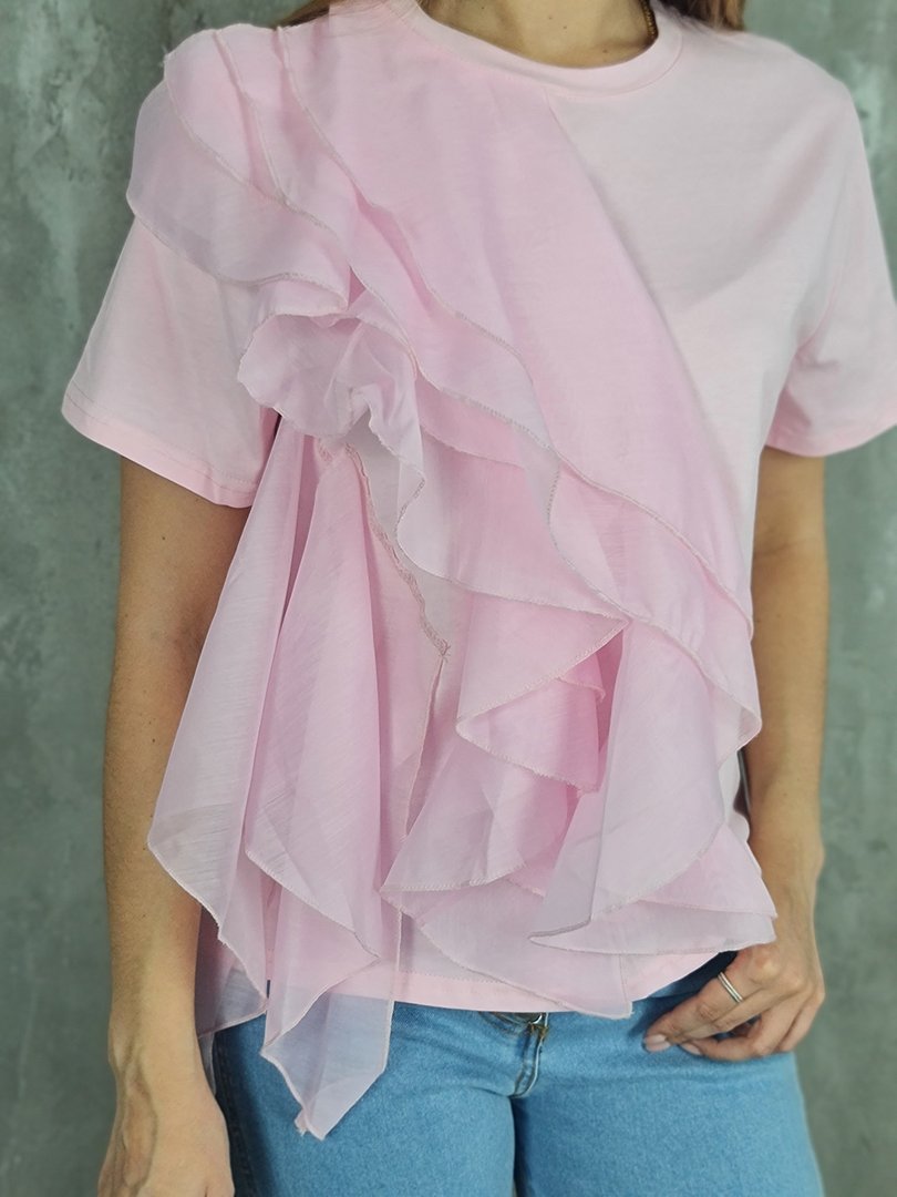 Футболка ELSA.M с воланами на боку бабл-гам, фотография №4