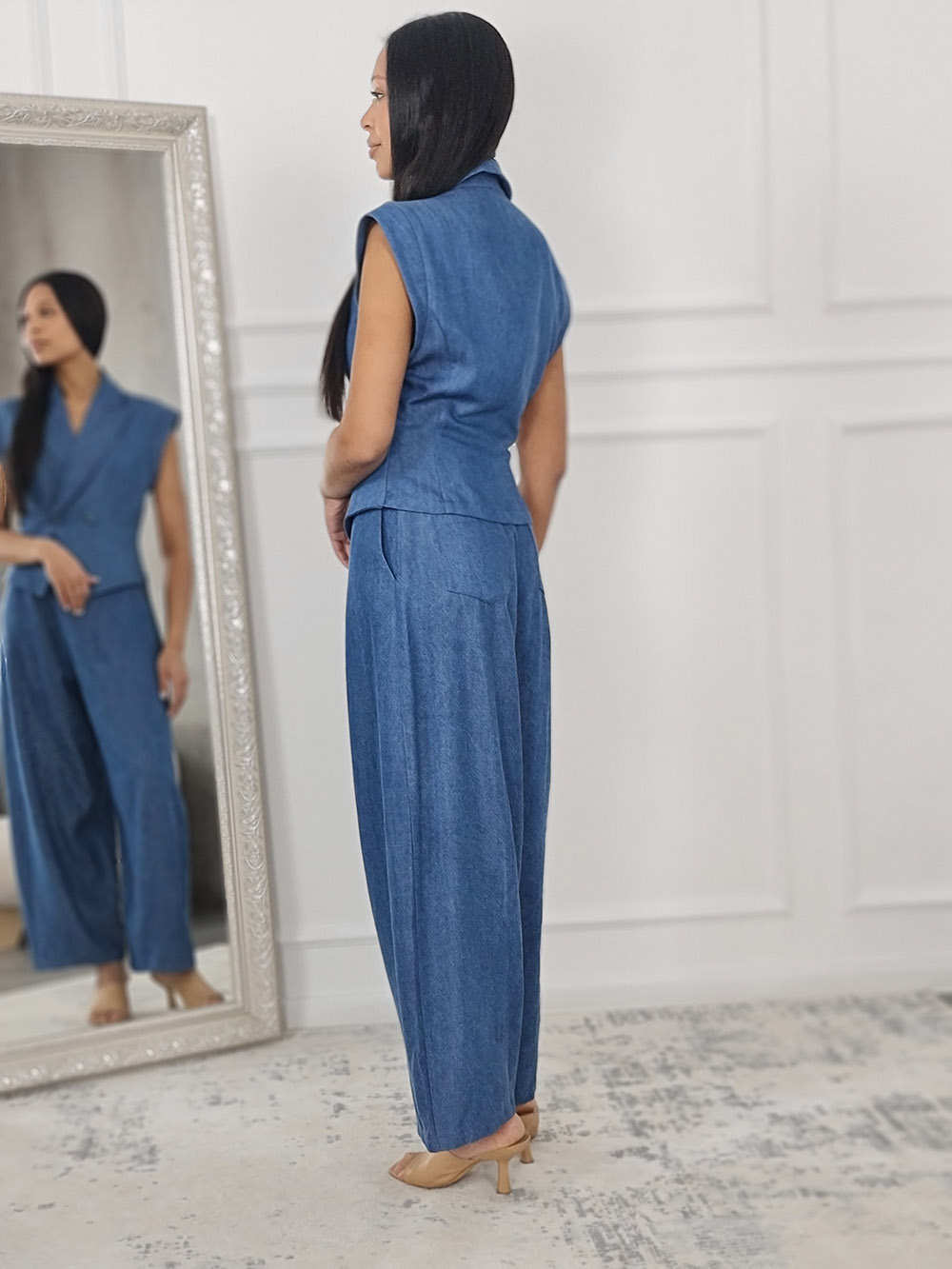 Костюм Imperial под джинсу жилет и брюки синий , фотография №4