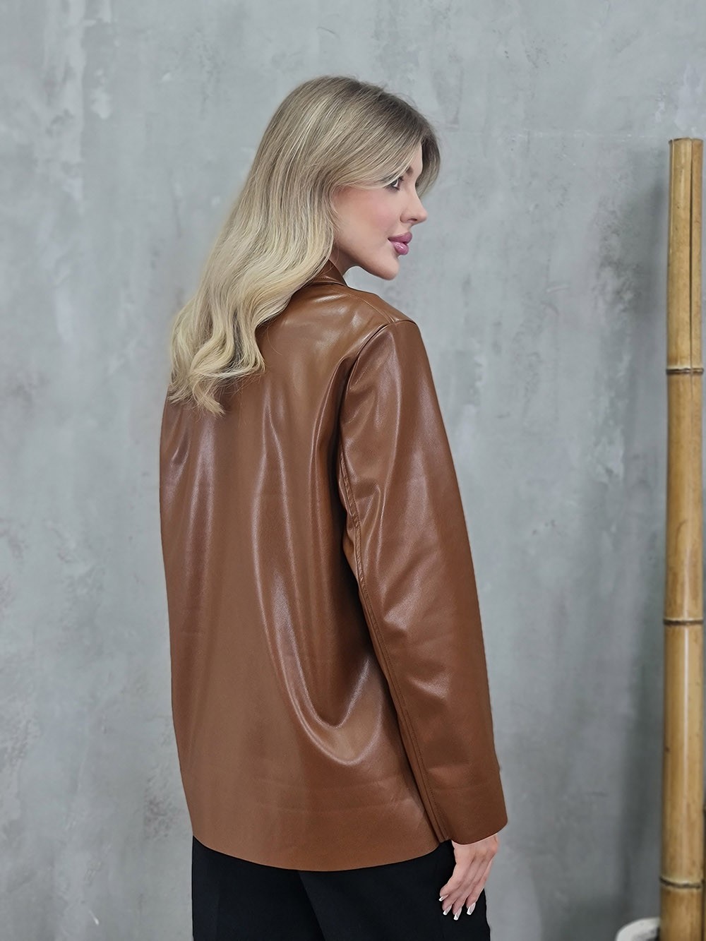 Рубашка PAQUITO экокожа коричневая, фотография №3