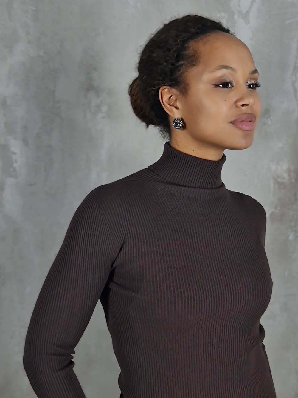 Водолазка Kontatto в рубчик шоколад , фотография №2