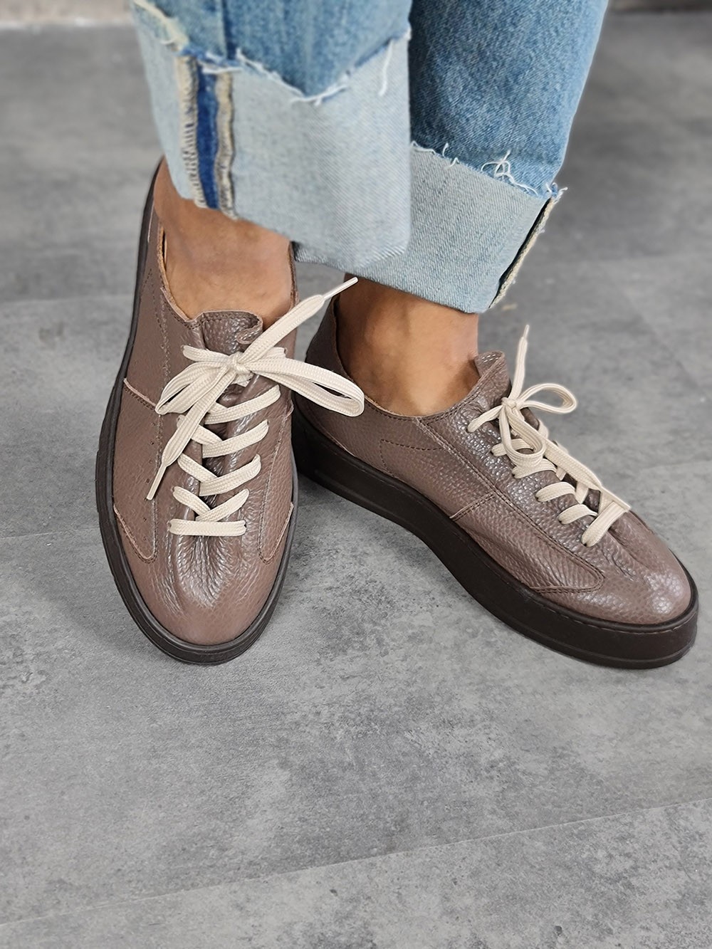 Кеды L'Estrosa зернистая кожа шоколад, фотография №1