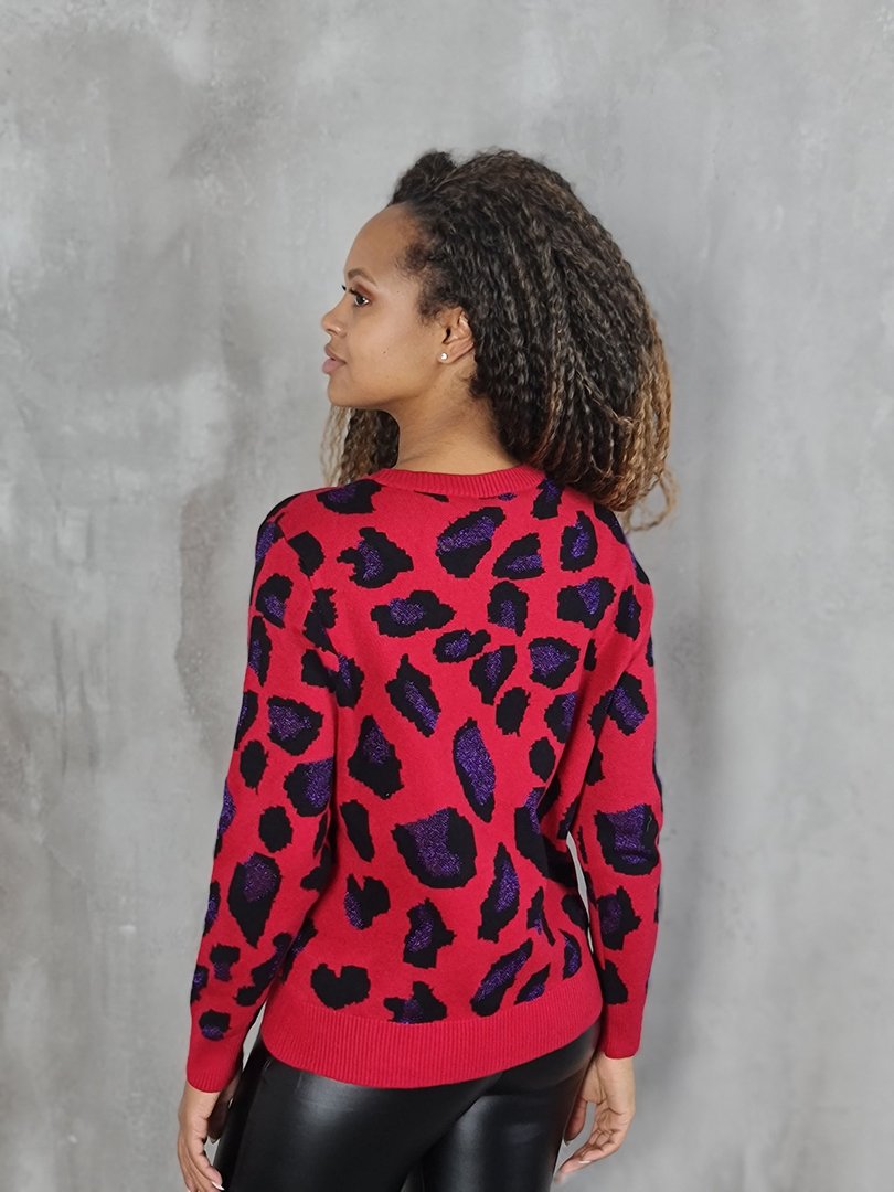 Джемпер De Royal с леопардовыми пятнами красный , фотография №2