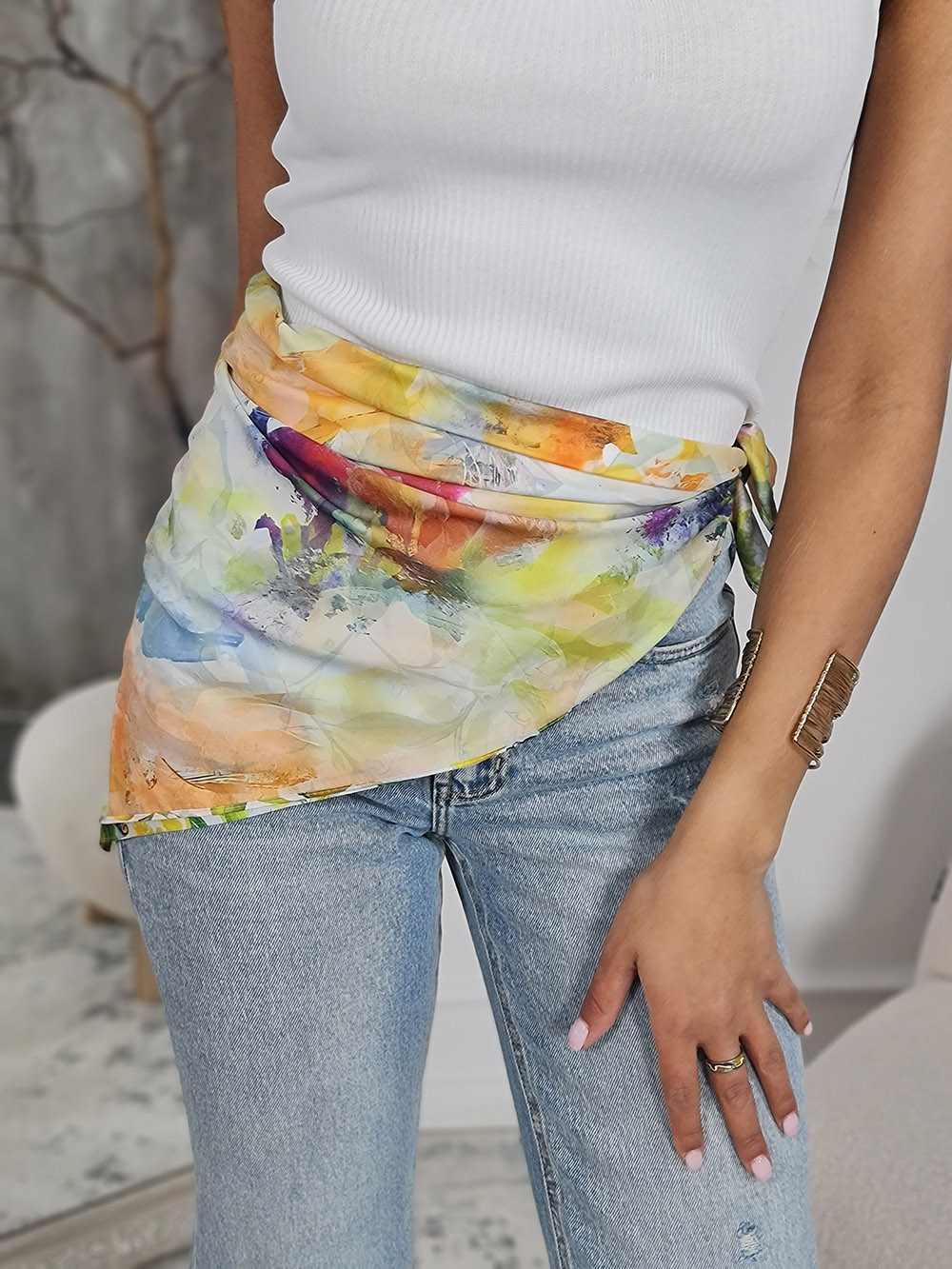 Платок с лимончиками белый  , фотография №5