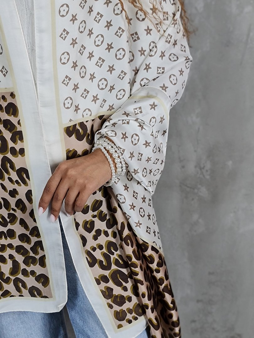 Палантин My Little Italy молочный/леопард, фотография №2