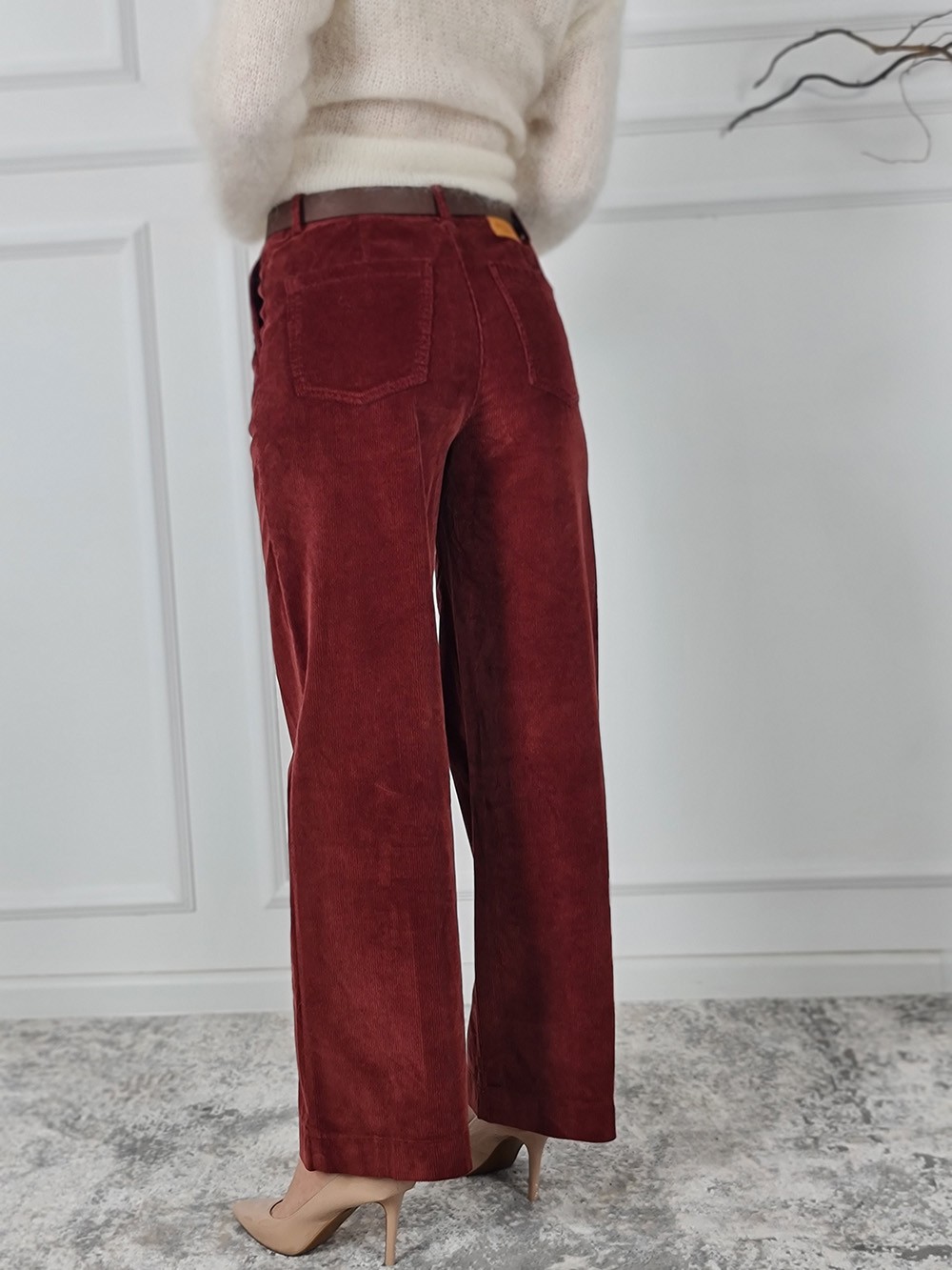 Брюки Please вельветовые с ремнем бордо, фотография №4