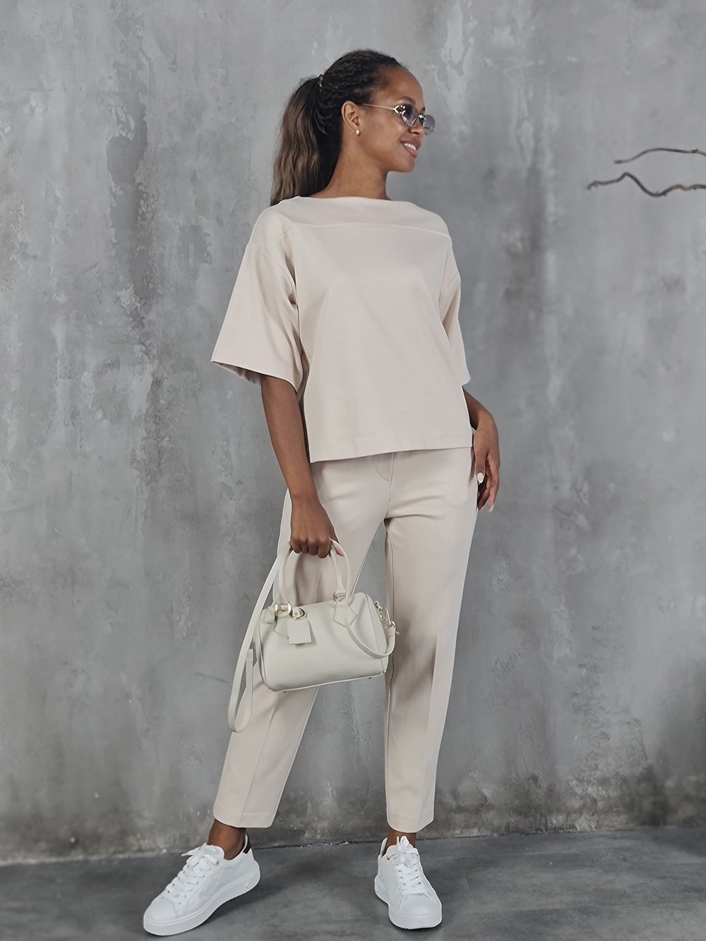 Костюм Imperial джемпер брюки на резинке бежевый, фотография №1