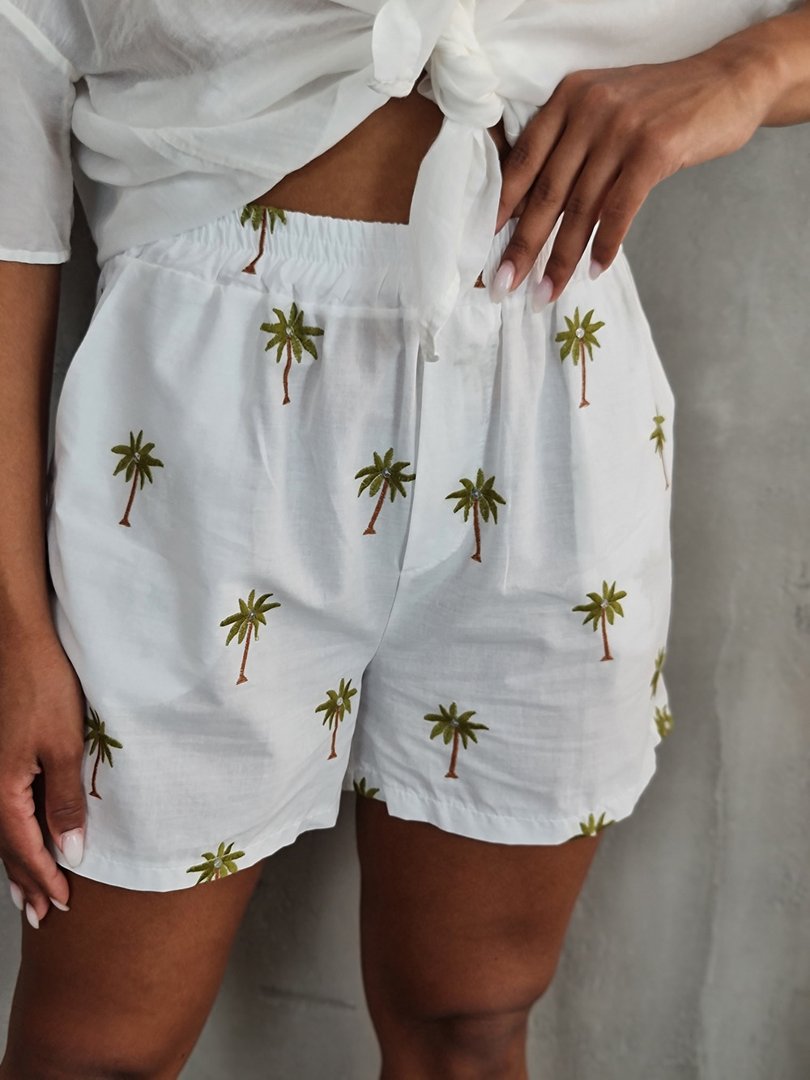 Шорты MIHO'S с пальмами и пайетками белые, фотография №2