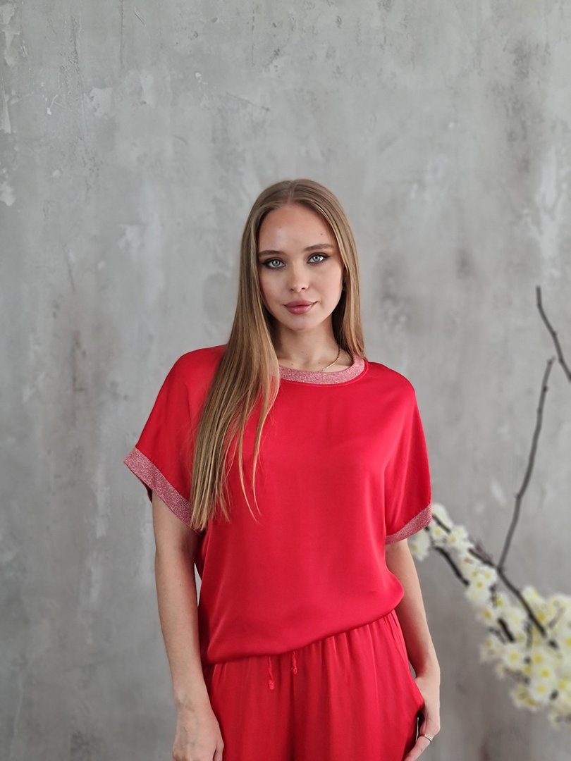 Костюм li.fe style футболка и брюки красный, фотография №2