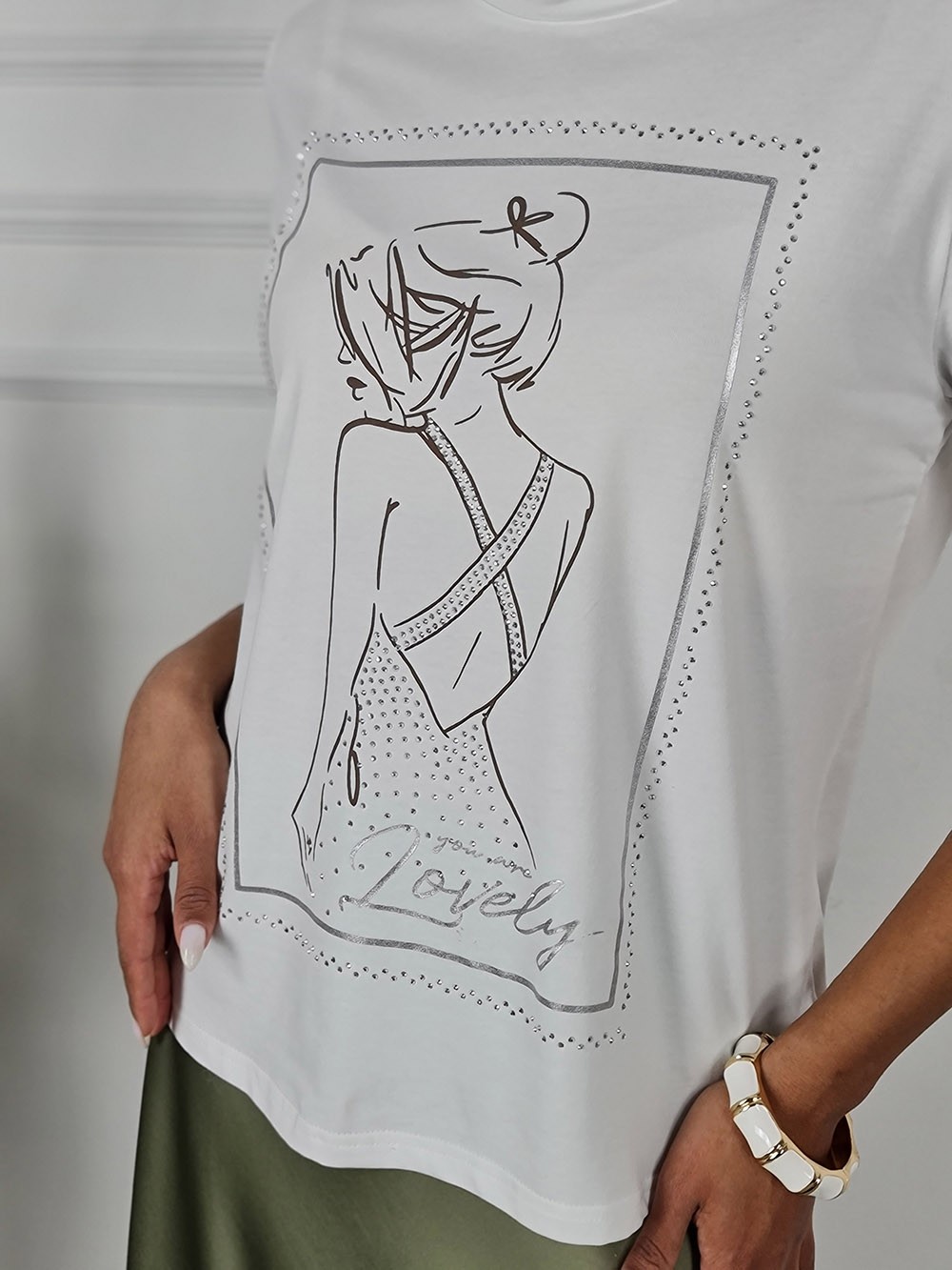 Футболка Y Two принт Силуэт девушка в рамке белая, фотография №3