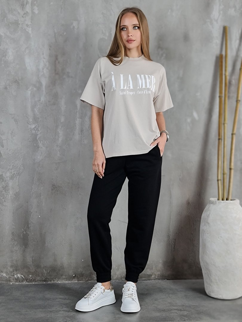 Брюки Imperial на резинке и с резинками внизу черные, фотография №2