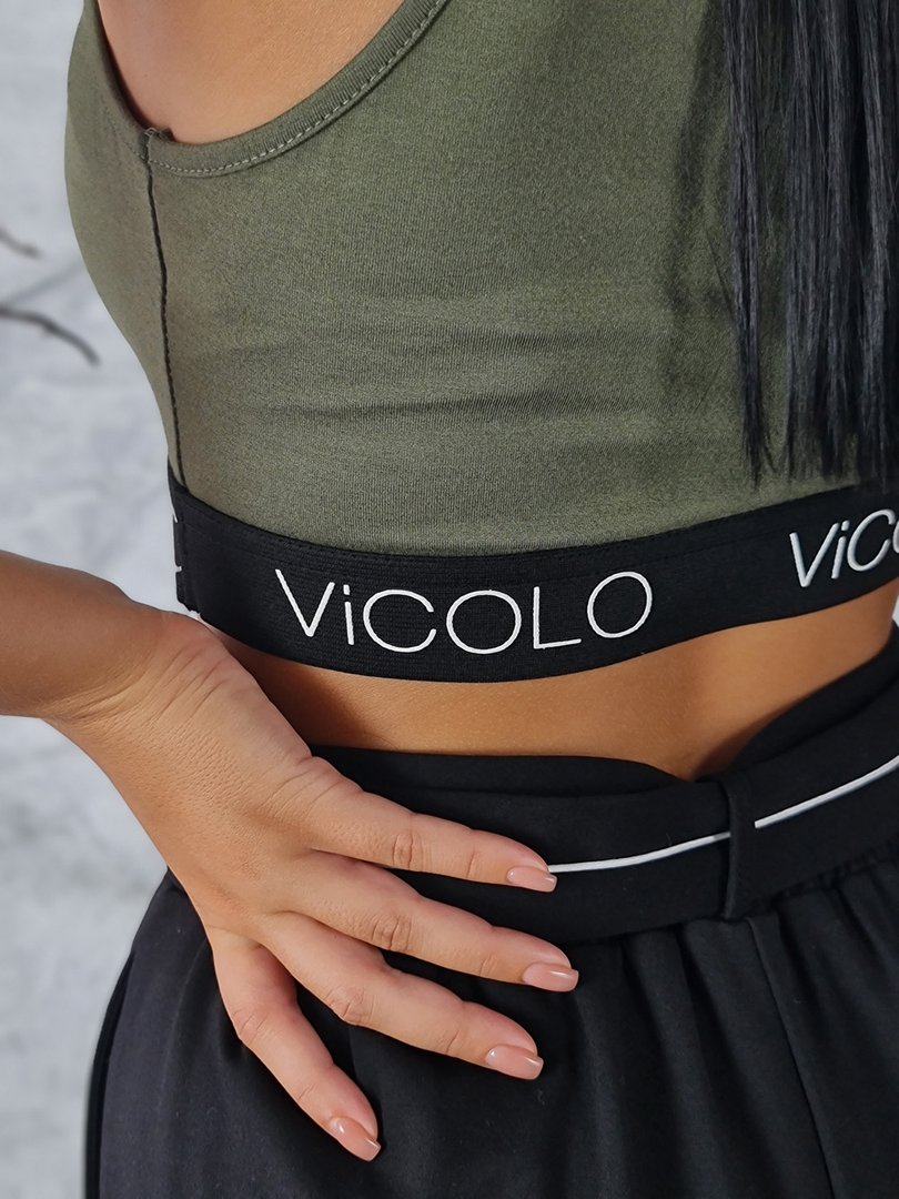 Топ Vicolo укороченный с надписью хаки , фотография №4