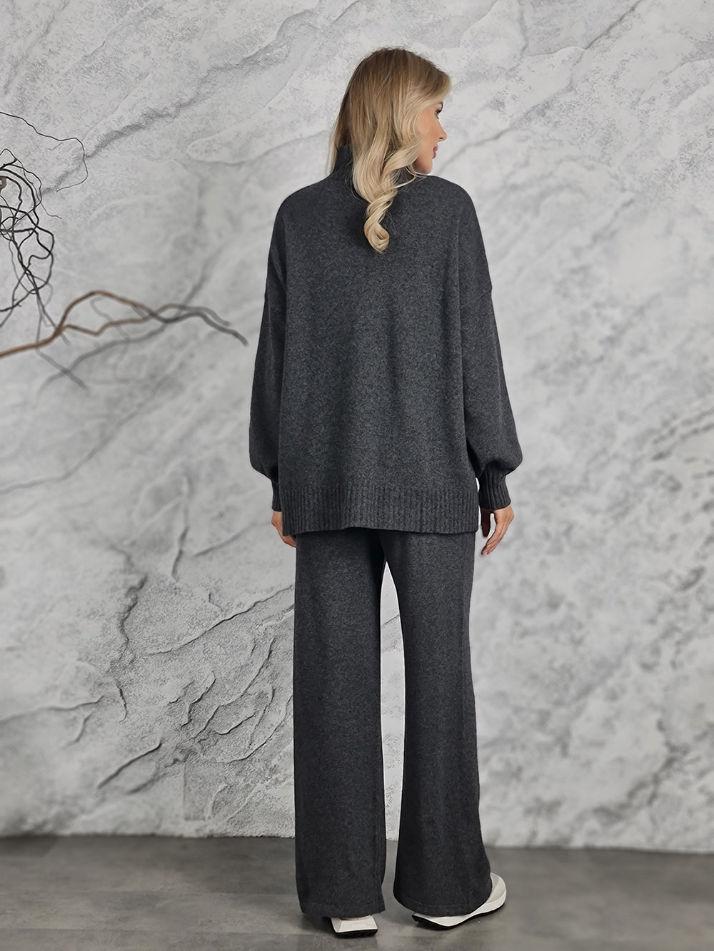 Костюм Clothé трикотажный джемпер и широкие брюки серый, фотография №3