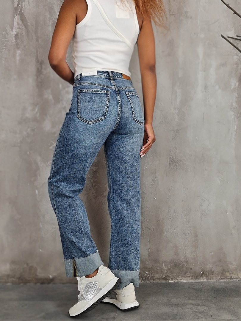 Джинсы Miss Bonbon с подворотами синие, фотография №3