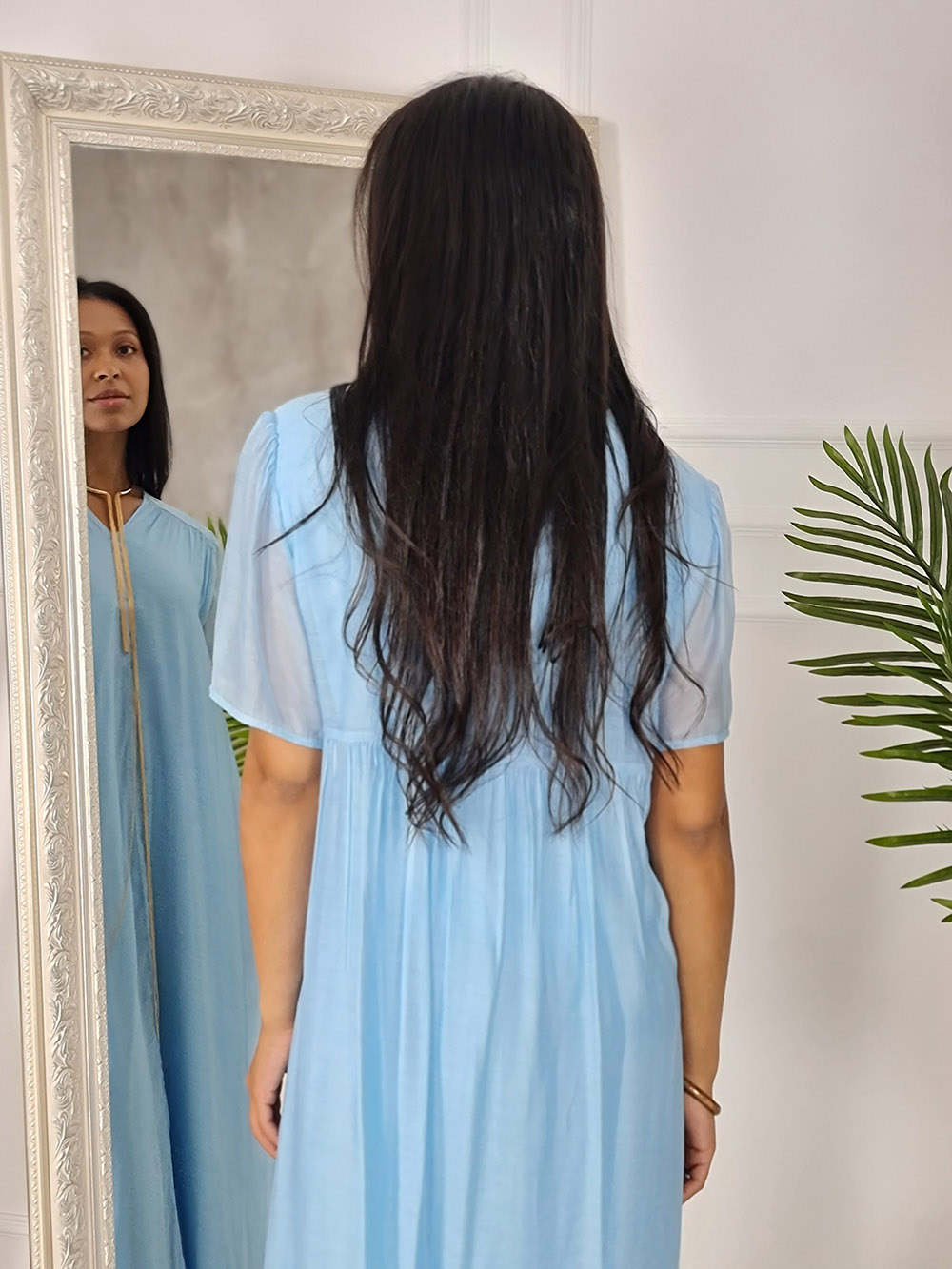 Платье CLOTHÉ свободное v-вырез голубое, фотография №3