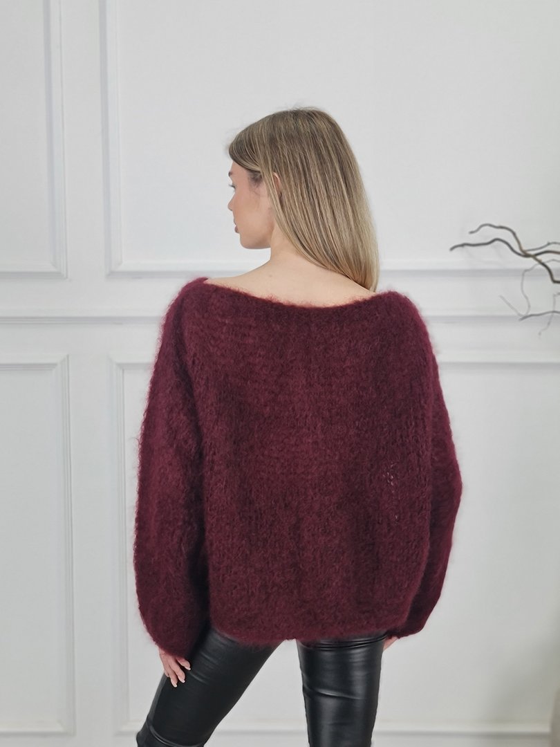 Джемпер Adele & Beautty tricot бэби мохер с длинным рукавом винный, фотография №3