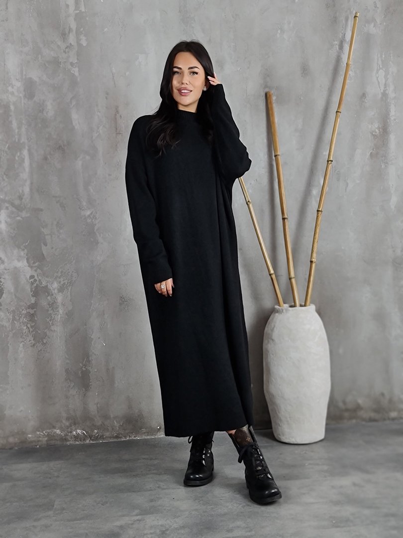 Платье J-Clair с высоким горлом миди черное , фотография №1