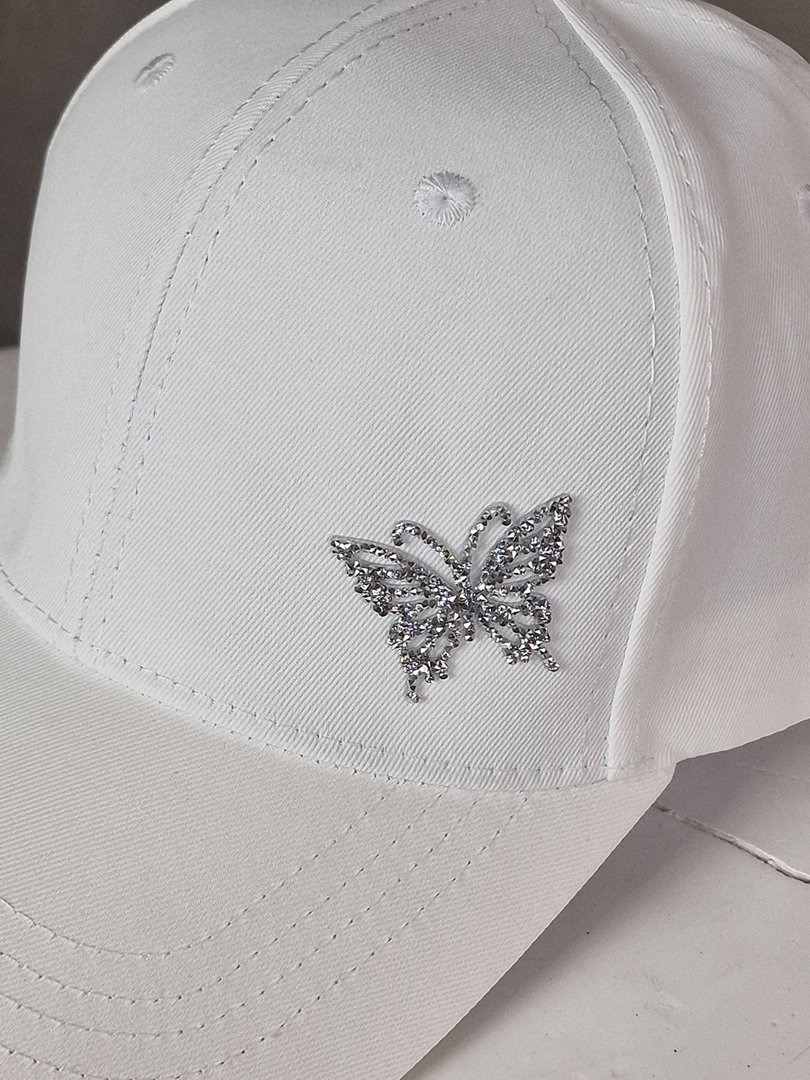 Кепка Mm.Sweet с блестящей бабочкой белая, фотография №4
