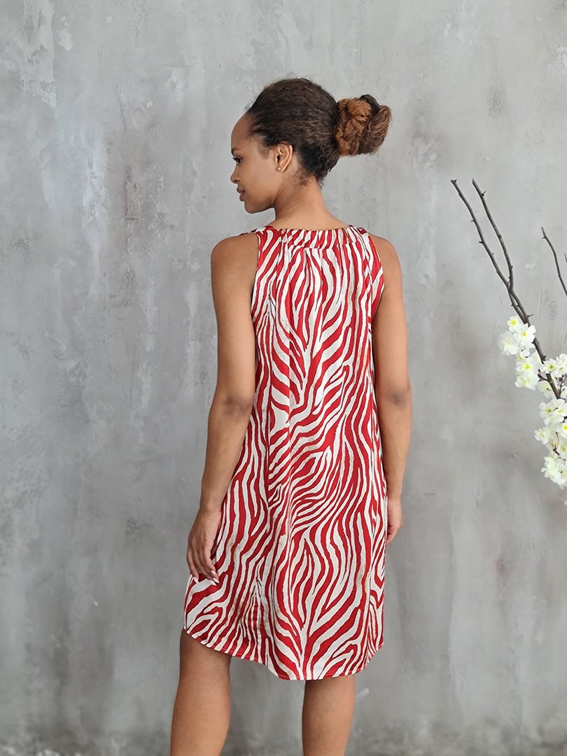 Платье STAR в полоску на резинке на спине красно-белое, фотография №2