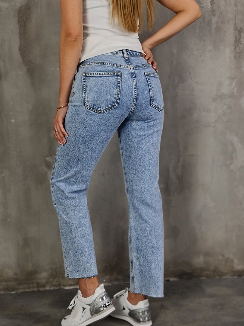 Джинсы Miss Bonbon обрезанные снизу голубые, фотография №3