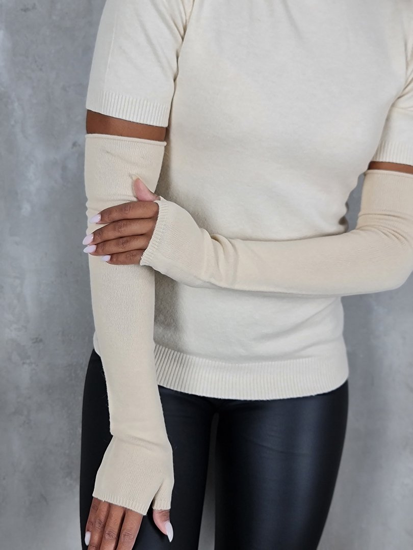 Митенки Sandro Ferrone теплые кремовые, фотография №2