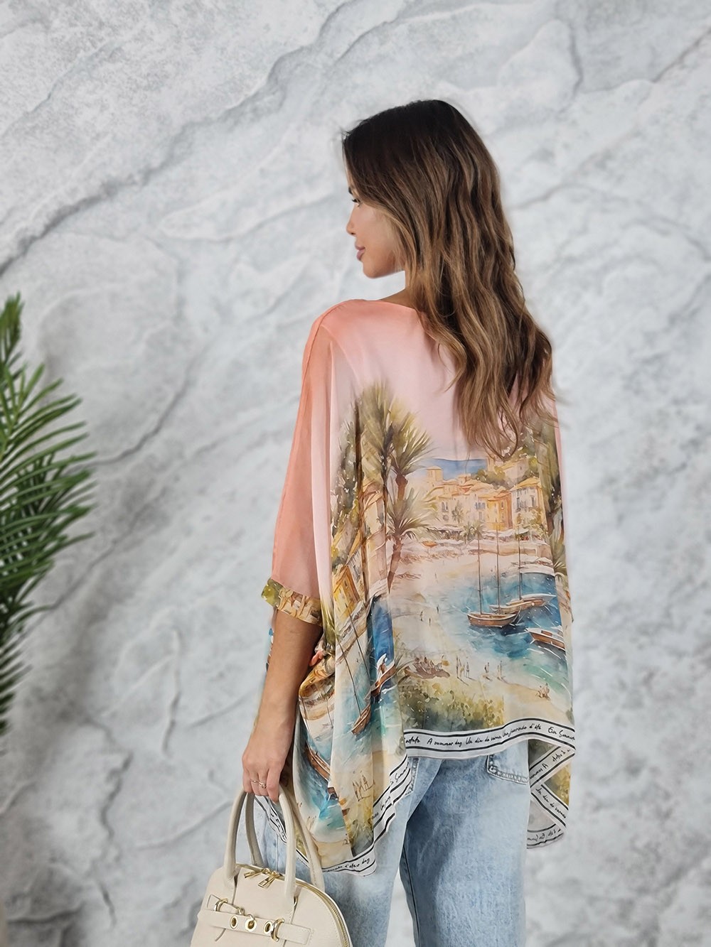 Туника принт Пейзаж летний розовая, фотография №3