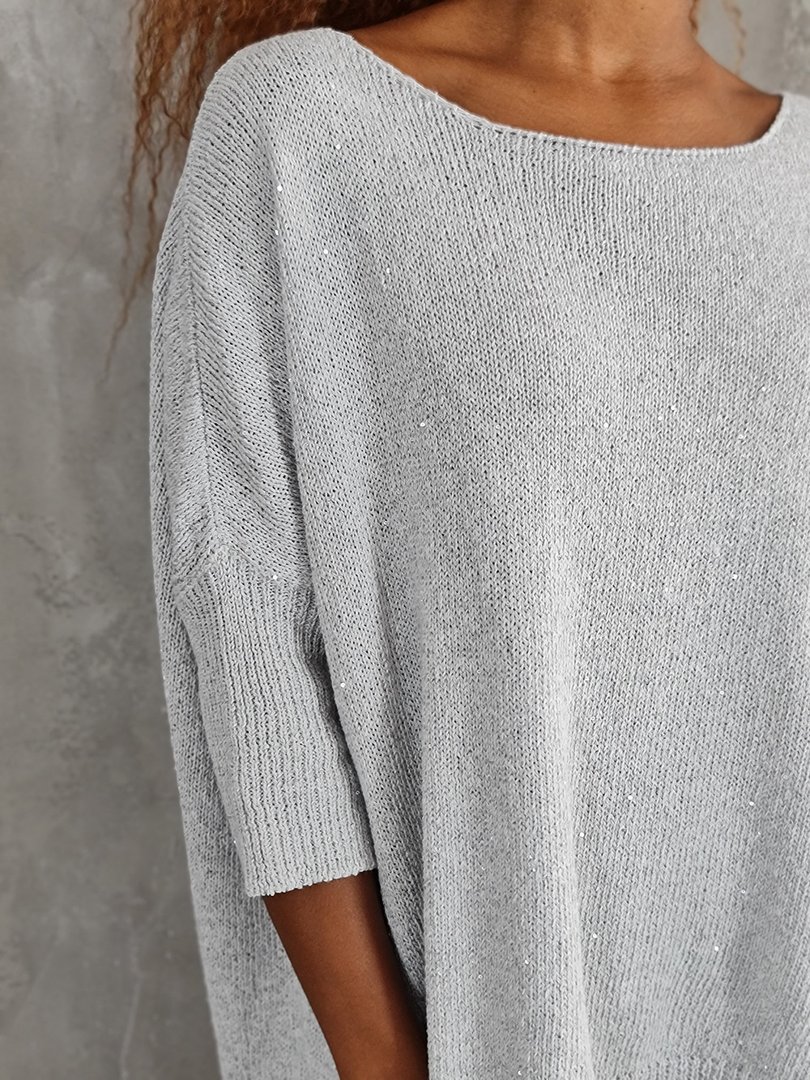 Джемпер Kontatto с рукавом 3/4 с пайетками серый, фотография №4