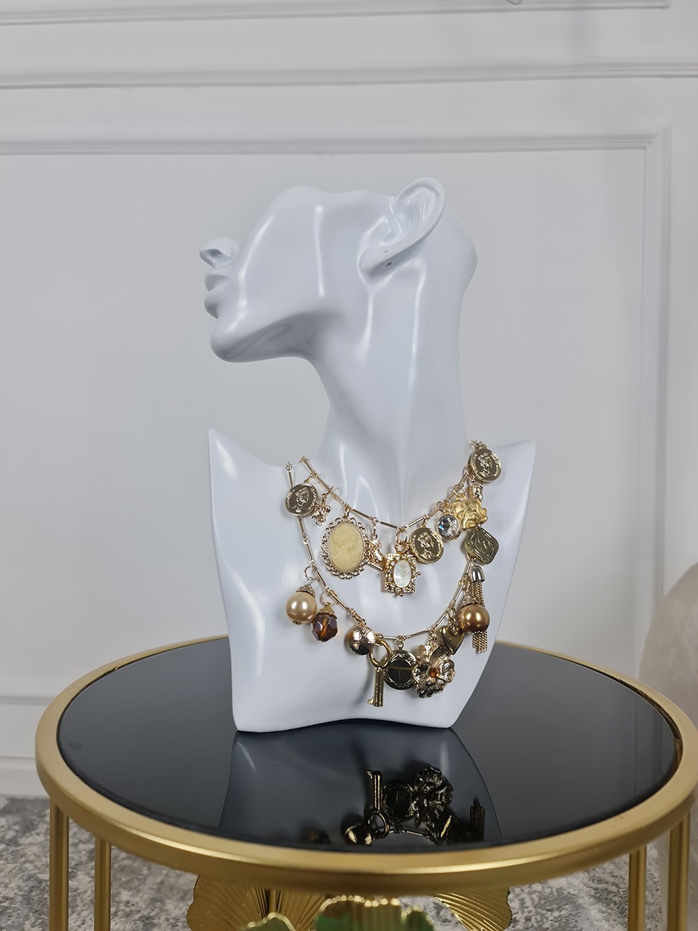 Колье King Kong двойноес разными кулончиками золотое, фотография №1