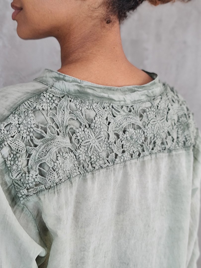 Рубашка STAR с кружевом на спине зеленая, фотография №5