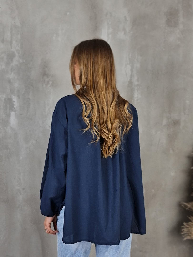 Рубашка J&J Couture с золотым принтом синяя, фотография №5