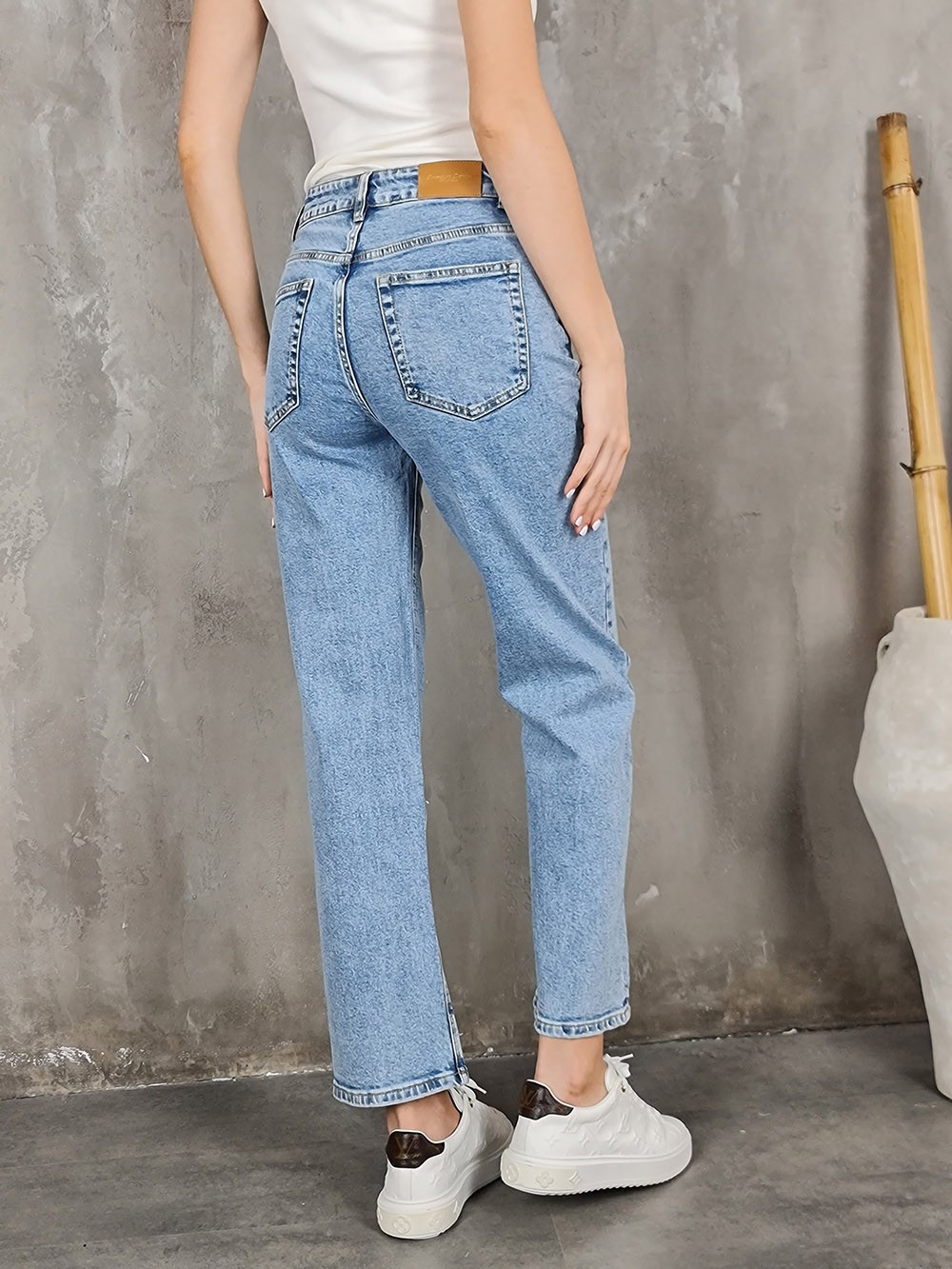 Джинсы Miss Bonbon с узором складки синие, фотография №3