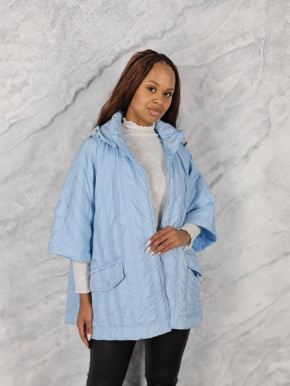 Куртка Monte Cervino рукава летучая мышь с капюшоном голубая, фотография №1