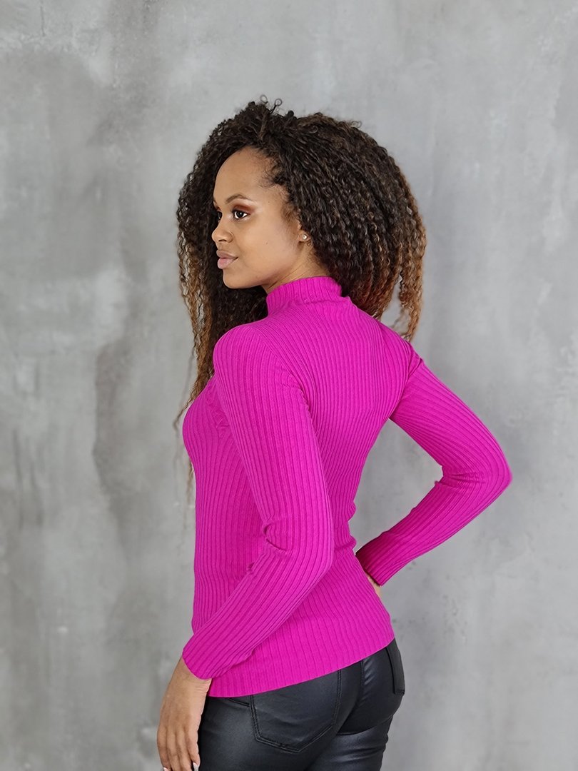 Водолазка Kontatto с фактурным рисунком и низком воротом фуксия, фотография №2