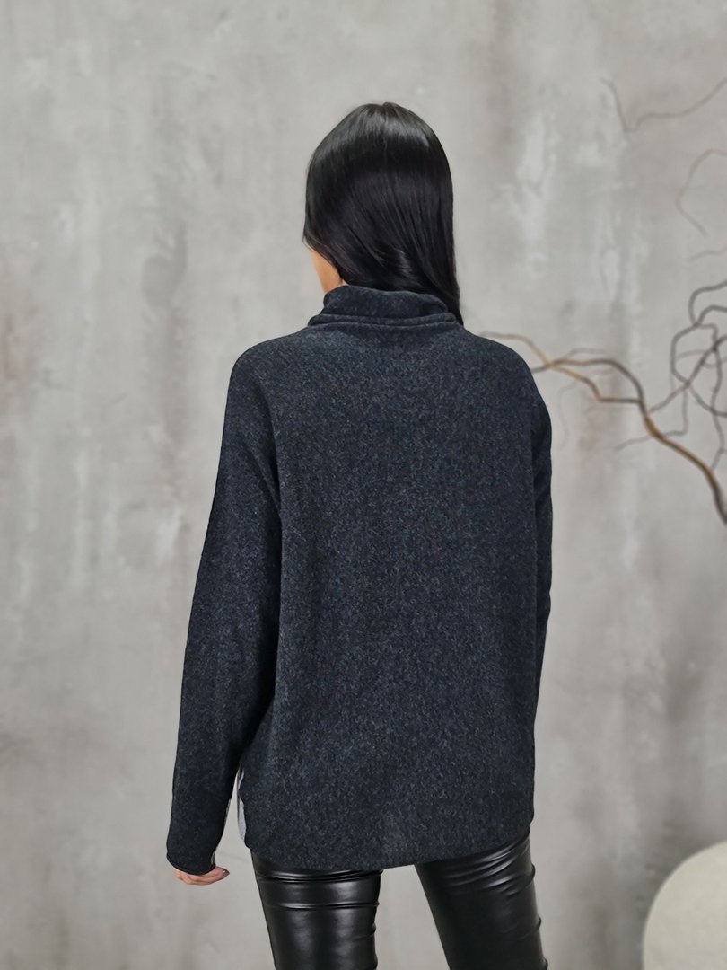 Водолазка Cashmere Blend с кашемиром двухцветная черная/серая, фотография №2